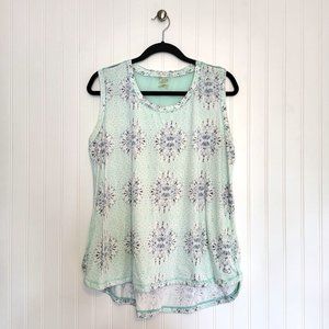 Calia Green & White Medallion Tank w/ Mesh Back - 1X
